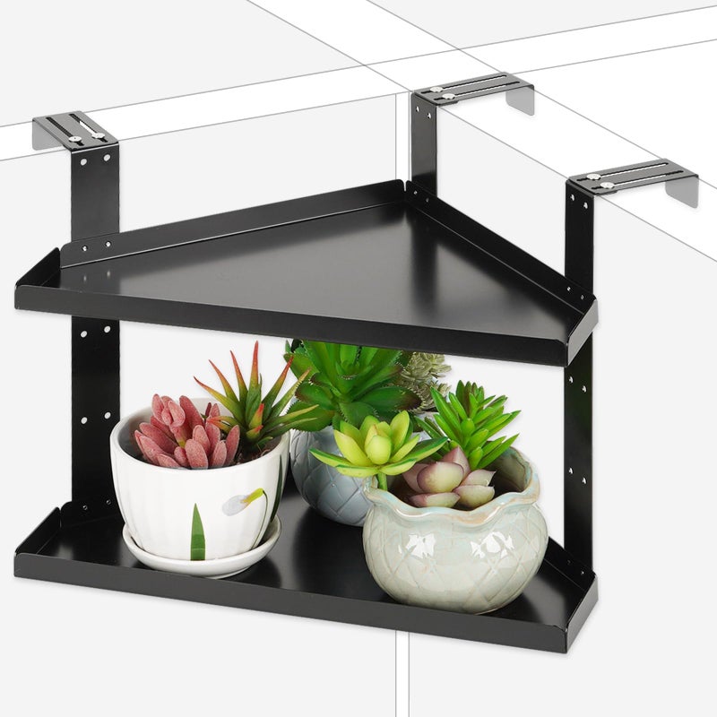 Olpchee Office Cubicle Shelf Cubicle Storage Organizer Cubicle Accessories Height Adjustable Cubicle Corner Shelf with Adjustable Hooks - Image 1